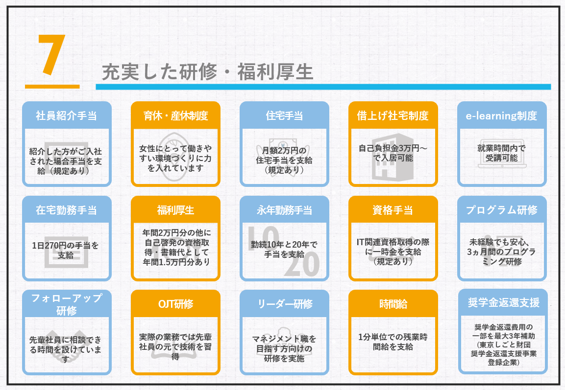 充実した研修・福利厚生